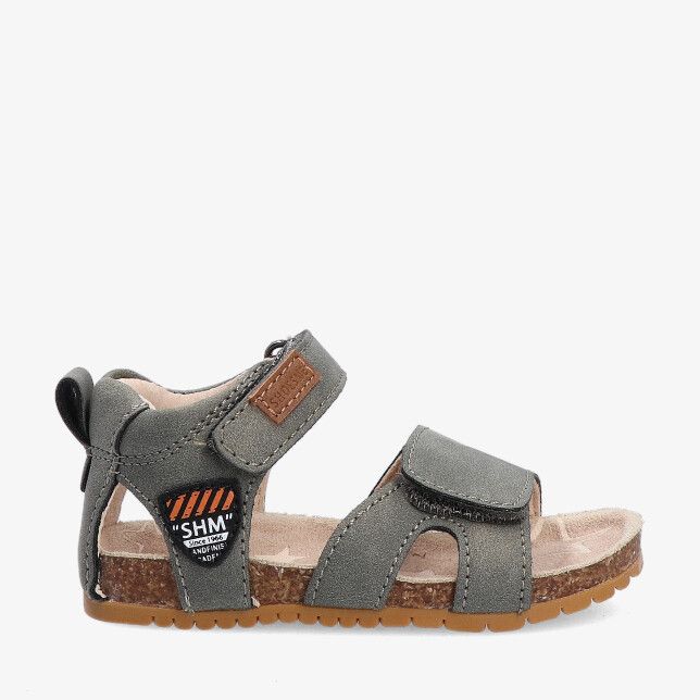 Olijfgroene nubuck sandaal Shoesme model B125S008 A met twee klittenbandsluitingen kurken voetbed en rubberen zool