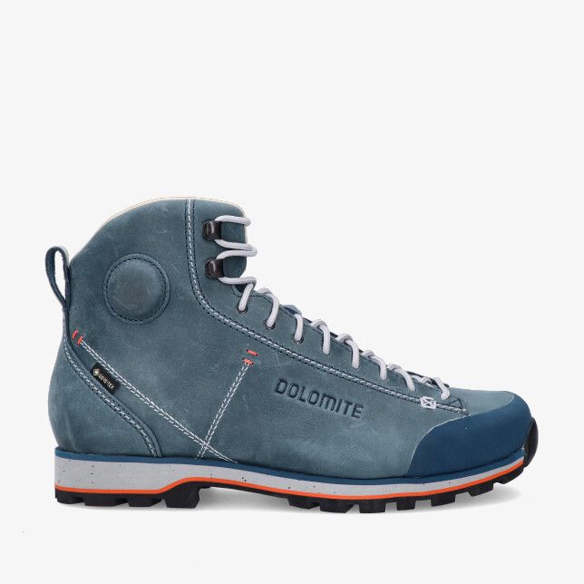Blauwe leren Dolomite Cinquantaquattro 292529 1608 wandelschoen met hoge schacht grijze veters rubberen neus en profielzool