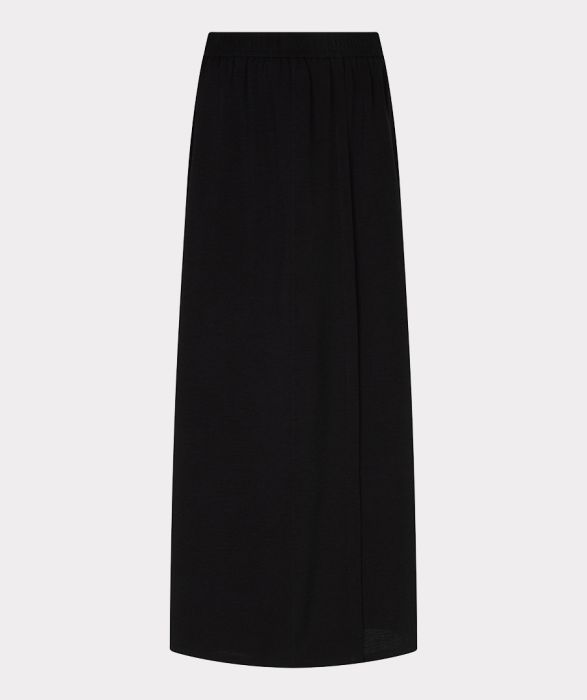 Zwarte maxi-rok van EsQualo model HS26.10222 000 met elastische taille en rechte soepele val