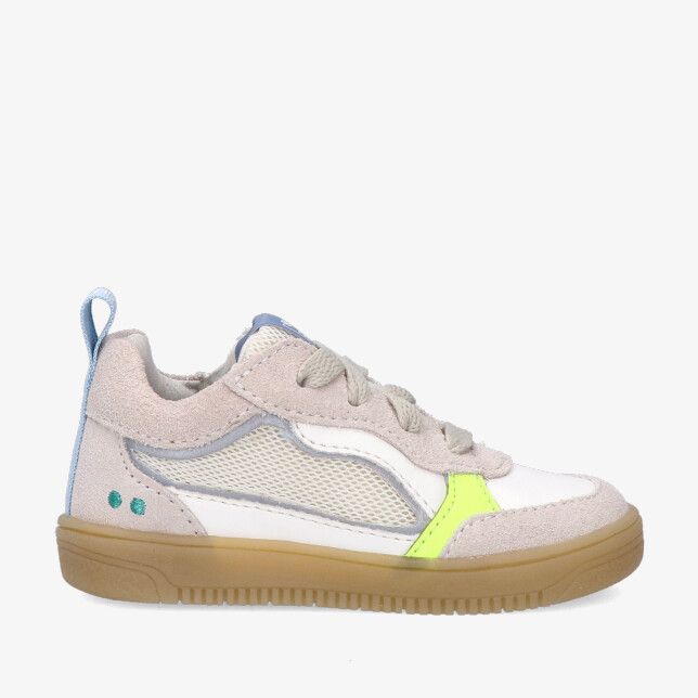 Grijze Bunnies JR Maxime 226205 401 sneaker in leren combi met suède en mesh neonaccent en gumzool