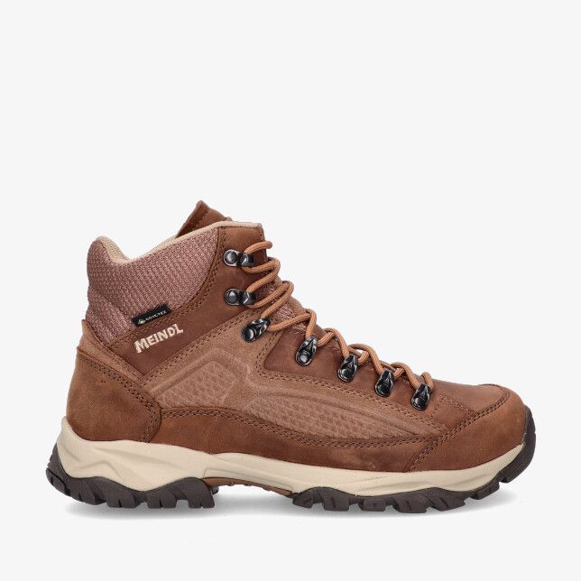 Bruine Meindl Baltimore Lady 2963 74 wandelschoen van nubuck met halfhoge schacht robuuste profielzool en metalen veterhaken