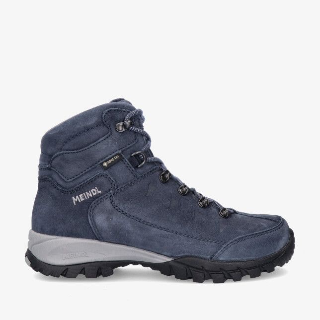 Blauwe Meindl Trento Lady GTX wandelschoen model 5695 49 van suède met middenhoge schacht robuuste zool en haakveters