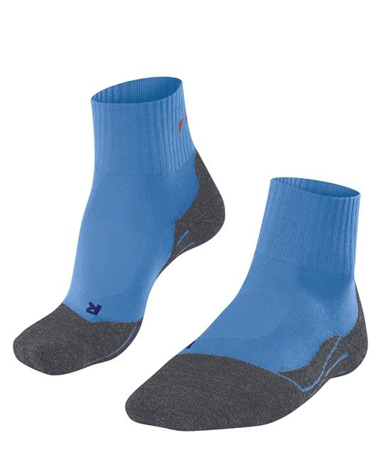 Blauwe Falke TK2 Explore Cool Short W 16155 6547 sokken enkelhoog met grijze verstevigde teen en hiel en ribboord