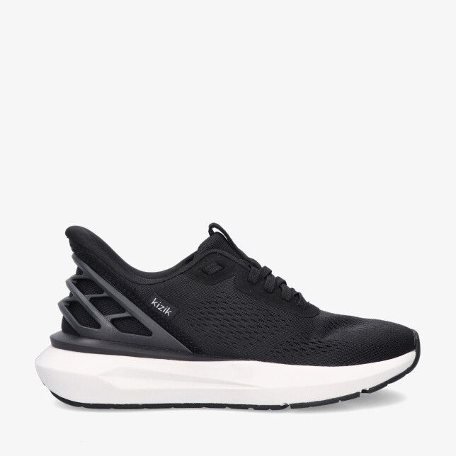 Zwarte Kizik WATH 2506 sneaker van textiel met ademend mesh stevige hielkap en dikke witte zool