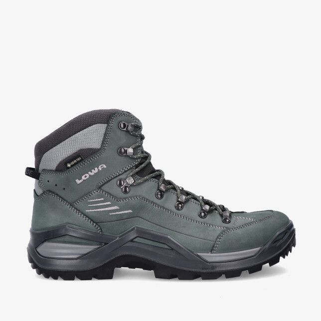 Grijze Lowa Evo GTX Mid LM311916 9030 wandelschoen in nubuck met halfhoge pasvorm metalen haken en robuuste profielzool