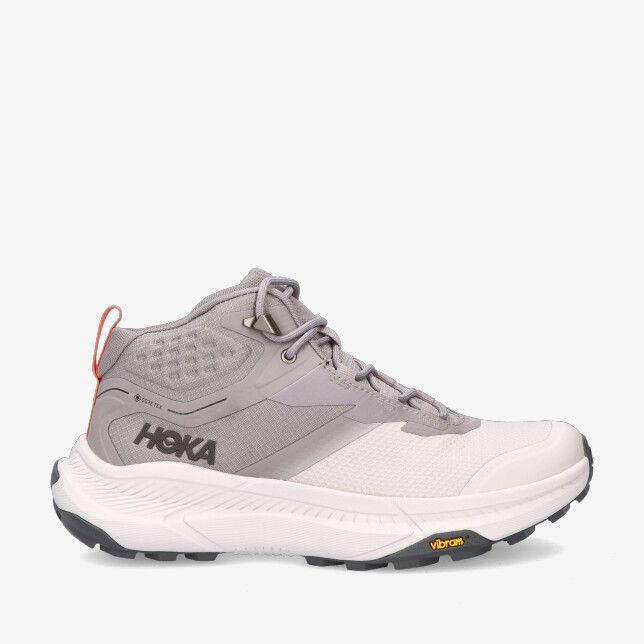 Beige HOKA W Transport Hike GTX 1172913-CSTC halfhoge wandelschoen met mesh bovenwerk dikke tussenzool en Vibram buitenzool