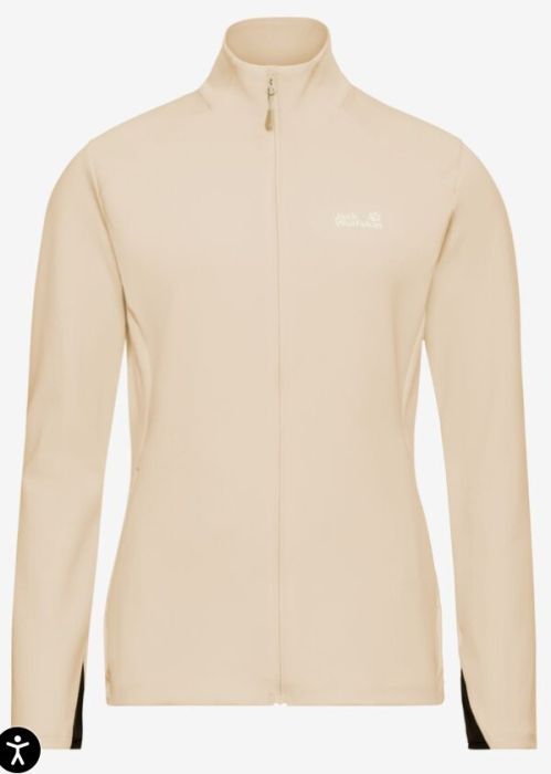 Beige Jack Wolfskin Astrotrail FZ W A65848 A0084 jack van glad textiel met hoge kraag en doorlopende rits