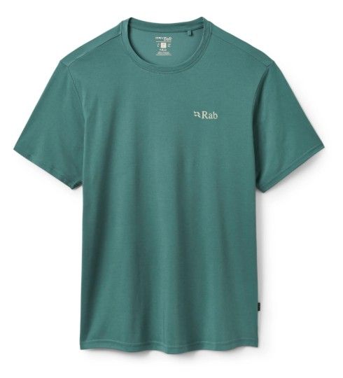Groene Rab QBL 68 SGE T-shirt met korte mouwen en ronde hals met klein logo op de borst en gladde jerseylook