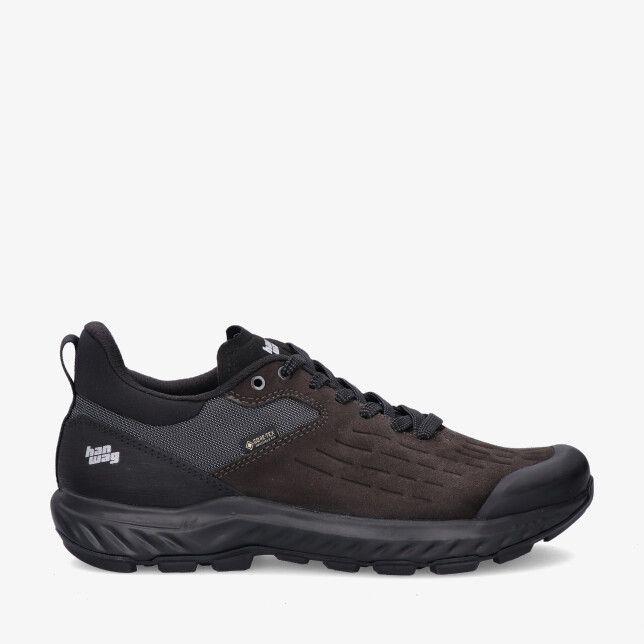 Grijze Hanwag Kaduro Low GTX lage nubuck schoen model H301000 011012 met mesh inzet rubberneus en profielzool