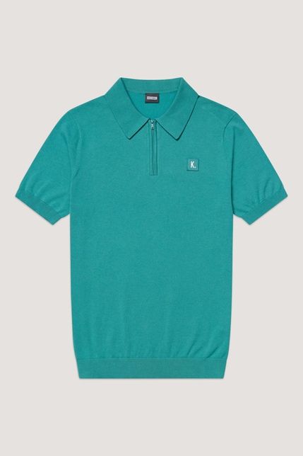 Groene Kultivate polo met korte mouwen en halve rits met borstlogo gebreide stof model 2501080401 128