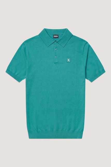 Groene Kultivate polo model 2501080400 128 met korte mouwen fijngebreide stof drie knopen en klein K logo op de borst