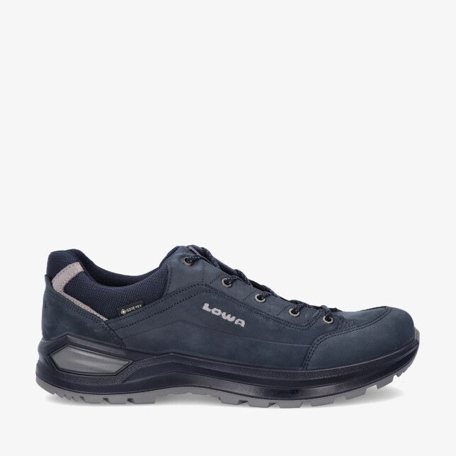 Blauwe Lowa Renegade Evo GTX Lo LM311867 2569 wandelschoen van nubuck met lage pasvorm stevige zool en metalen veterogen