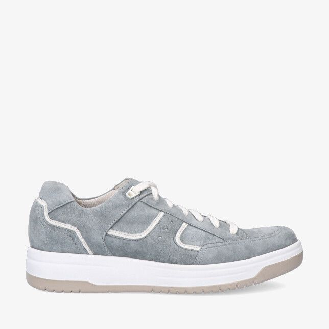 Groene suède Durea DRY MAXX 6299 684 1526 sneaker met laag model witte veters witte tussenzool en beige loopzool met profiel