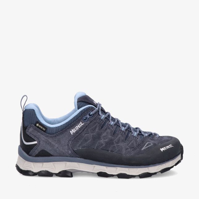 Blauwe Meindl Lite Trail Lady 3965 29 lage trailschoen van leren combinatie met suède vetersluiting Gore Tex en profielzool