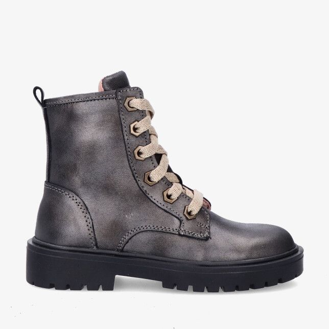 Twins 326628 997-W2 veterlaars van metallic leer in bronzen tint met grove zool en beige veters